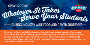 Opaa! Food Service Update