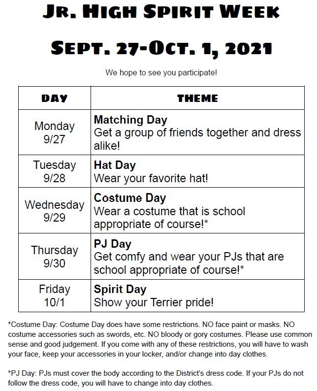 Comfy Clothes Day for JHS Spirit Week